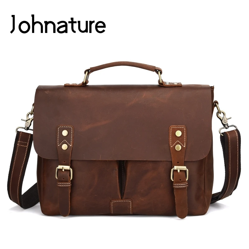 Johnature 2021 New Men Handbag Business Satchels Genuine Leather Leisure Soft Cowhide Shoulder Messenger Bags Mens Briefcase
Johnature 2021 New Men Handbag Business Satchels Genuine Leather Leisure Soft Cowhide Shoulder Messenger Bags Mens Briefcase