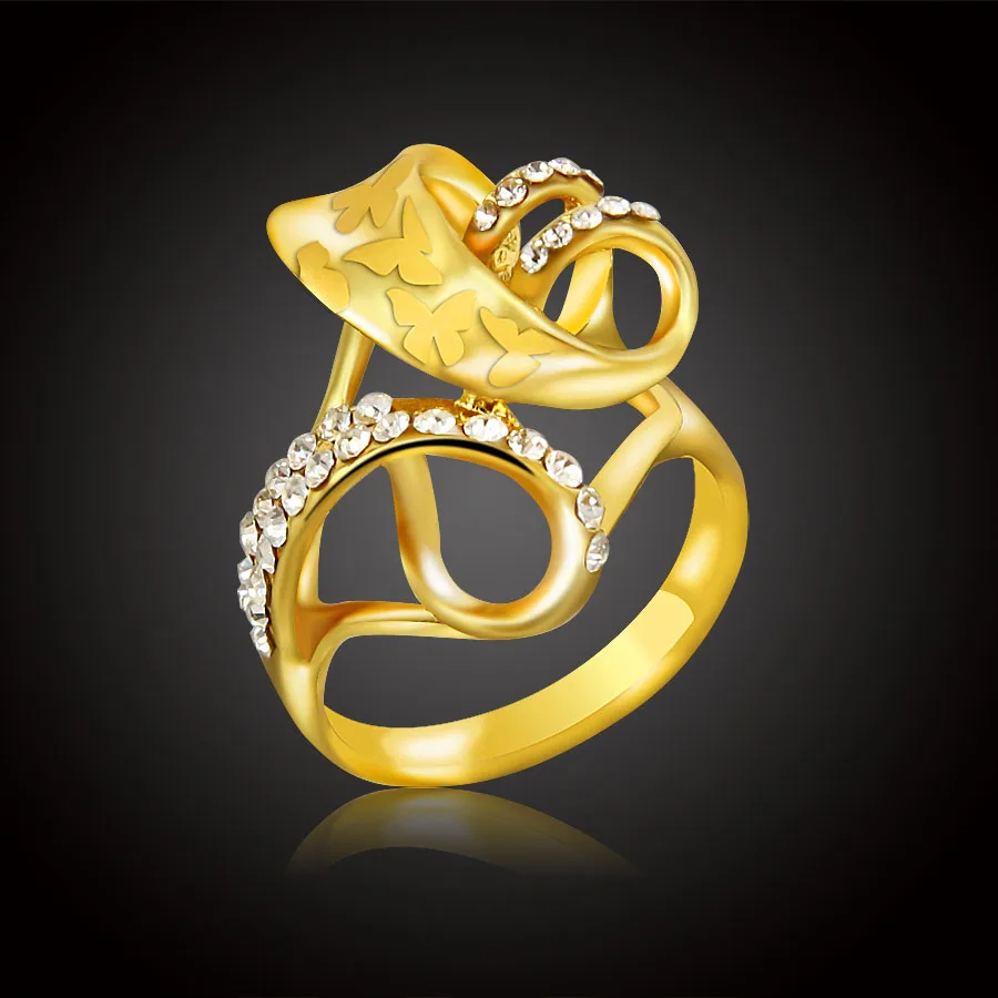 Фото Женские свадебные кольца ERLUER золотого цвета с австрийскими - купить