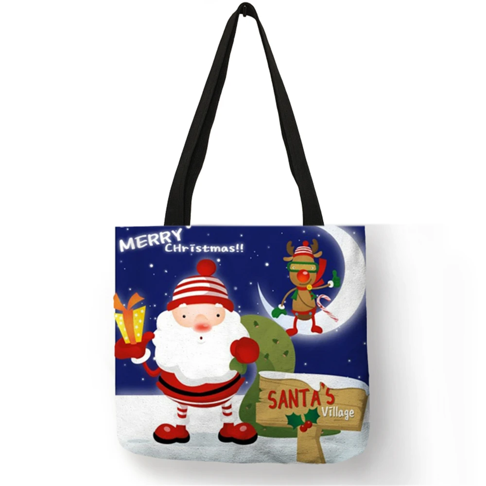 Customized Father Christmas Print Linen Bag Snowman Deer Xmas Gifts Pattern Reusable Shopping Bag Candy Bags Women Casual Totes
Customized Father Christmas Print Linen Bag Snowman Deer Xmas Gifts Pattern Reusable Shopping Bag Candy Bags Women Casual Totes