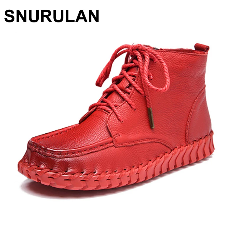 SNURULAN Spring and autumn new fashion shoes woman handmade genuine leather boots ladies lace-up ankle boots women's winterbootS
SNURULAN Spring and autumn new fashion shoes woman handmade genuine leather boots ladies lace-up ankle boots women's winterbootS