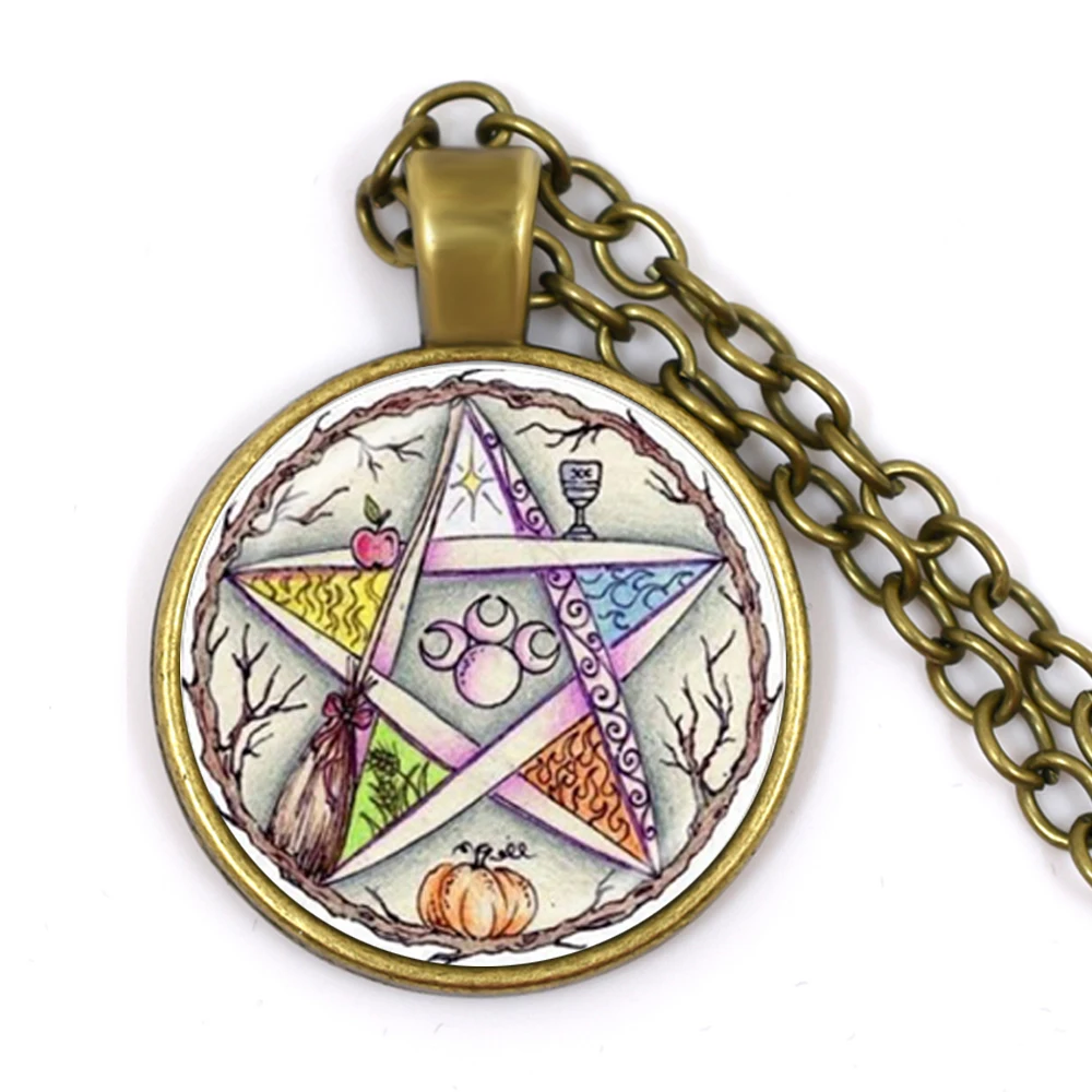 Fashion Wiccan Necklace Magic Pagan Pentagonal Star Hanging Circular Glass Dome Gift Ladies and Men's Necklace
Fashion Wiccan Necklace Magic Pagan Pentagonal Star Hanging Circular Glass Dome Gift Ladies and Men's Necklace