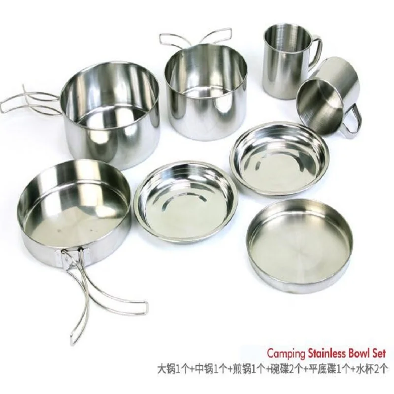 Outdoor stainless steel 8-piece set pot mountaineering camping portable set bowl barbecue pot 5-6 folding combination set
Outdoor stainless steel 8-piece set pot mountaineering camping portable set bowl barbecue pot 5-6 folding combination set