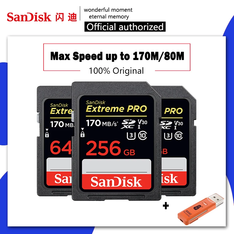 Карта памяти SanDisk Extreme Pro/Ultra объемом 32 64 128 ГБ U3/U1 SD 32 ГБ 128 ГБ 64 ГБ 256 ГБ 512 ГБ 16 ГБ Flash SDXC SDHC.