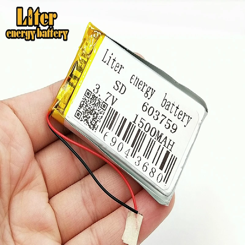 3.7V lithium polymer battery 603759 1500MAH Rechargeable Li-ion Batteries For MP3 MP4 MP5 GPS Navigator Speaker Camera Battery
3.7V lithium polymer battery 603759 1500MAH Rechargeable Li-ion Batteries For MP3 MP4 MP5 GPS Navigator Speaker Camera Battery