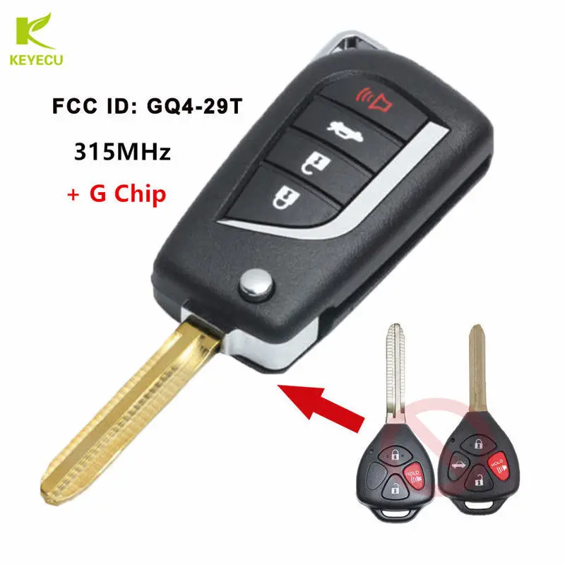 KEYECU Replacement Upgraded Folding Remote Key Fob 315MHz + G Chip for Toyota Corolla Venza 2009-2015 FCC ID: GQ4-29T
KEYECU Replacement Upgraded Folding Remote Key Fob 315MHz + G Chip for Toyota Corolla Venza 2009-2015 FCC ID: GQ4-29T