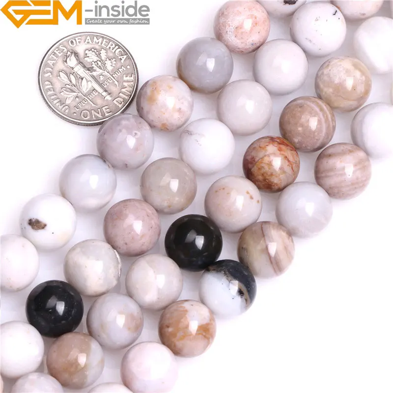 

4/6/8/10mm Round White Natural Parral Dendritic Agate Beads Natural Stone DIY Loose Beads For Jewelry Making Strand 15"Wholesale