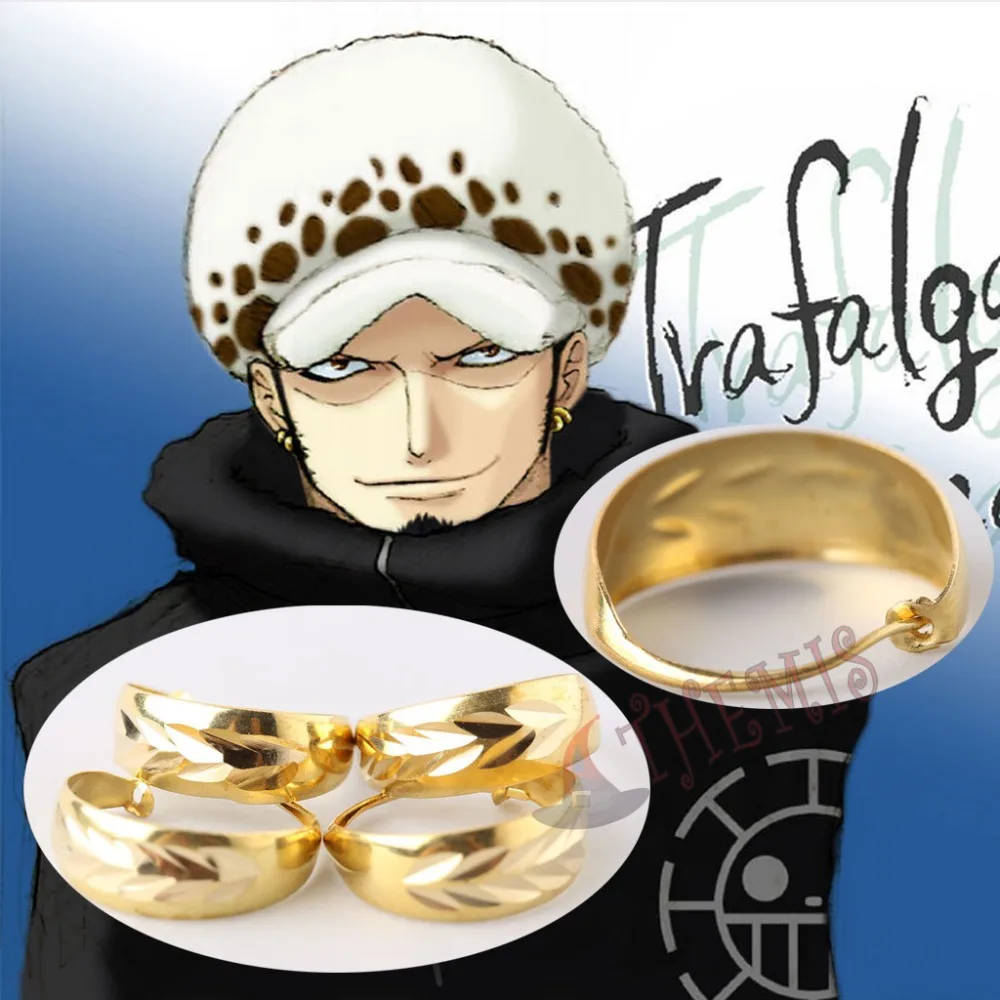 Athemis новая серьга ONE PIECE Trafalgar Law косплей аксессуары серьги кольца золотого цвета