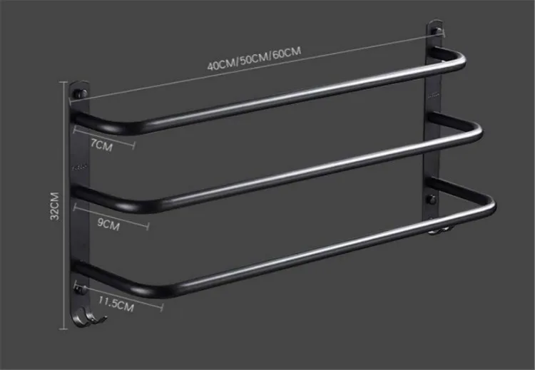 Three Tier 304 Stainless Steel Towel Rail Black Light Triple Towel Rack Bathroom Kitchen Creative Towel Bar Bathroom Organizer
Three Tier 304 Stainless Steel Towel Rail Black Light Triple Towel Rack Bathroom Kitchen Creative Towel Bar Bathroom Organizer