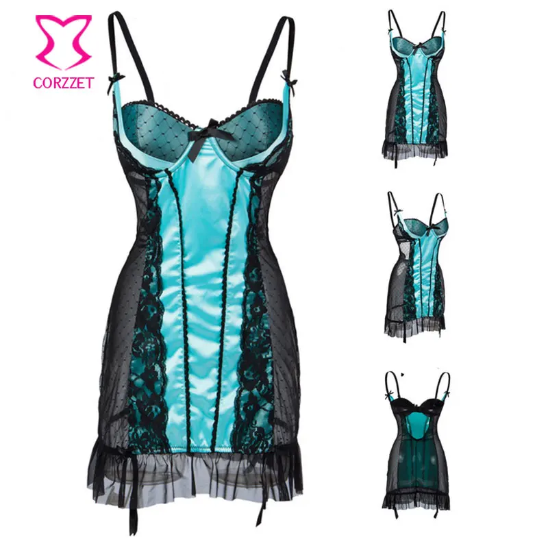 (10-20 UK Size) Plus Size Sky Blue Satin and Black Dot Lace Chemise Erotic Sexy Lingerie Sleepwear Pajamas For Women Nightdress
(10-20 UK Size) Plus Size Sky Blue Satin and Black Dot Lace Chemise Erotic Sexy Lingerie Sleepwear Pajamas For Women Nightdress