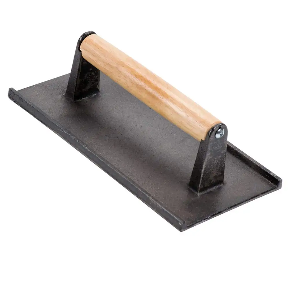 9 x 5-Inch Cast Iron Steak Weight/Bacon Press with Wooden Handle, Heavy-Weight Grill Press by Tezzorio, Commercial Grade Burger/
9 x 5-Inch Cast Iron Steak Weight/Bacon Press with Wooden Handle, Heavy-Weight Grill Press by Tezzorio, Commercial Grade Burger/