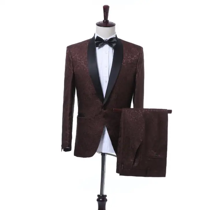 FOLOBE Tuxedo 2 Piece Jacquard Suit Luxury Brown Costume Mariage Homme Mens Suits With Pants Vintage Mens Suit British LS1624
FOLOBE Tuxedo 2 Piece Jacquard Suit Luxury Brown Costume Mariage Homme Mens Suits With Pants Vintage Mens Suit British LS1624