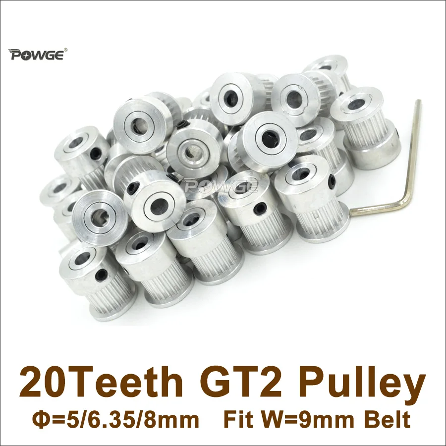 POWGE 50pcs 20 Teeth GT2 Timing Pulley Bore 5/6/6.35/8mm Fit Width=9mm 2GT Synchronous Belt 20Teeth 20T 2GT Timin Belt Pulley
POWGE 50pcs 20 Teeth GT2 Timing Pulley Bore 5/6/6.35/8mm Fit Width=9mm 2GT Synchronous Belt 20Teeth 20T 2GT Timin Belt Pulley