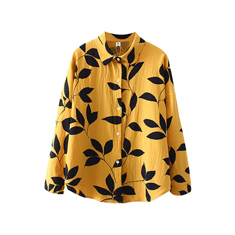 Women Summer Wild Vintage Leaf Print Casual Shirt Loose Single-breasted Cotton Long Sleeve Lapel Blouse
Women Summer Wild Vintage Leaf Print Casual Shirt Loose Single-breasted Cotton Long Sleeve Lapel Blouse