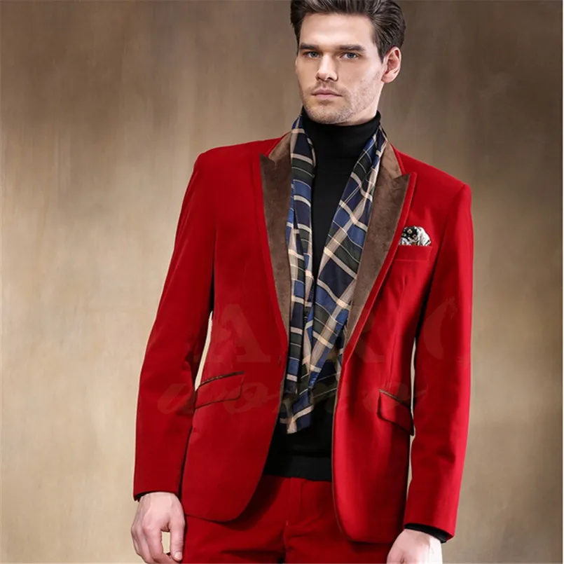 High Quality Side Vent One Button Red Velvet Groom Tuxedos Peak Lapel Groomsmen Men Blazers Suits (Jacket+Pants+Tie) NO:466
High Quality Side Vent One Button Red Velvet Groom Tuxedos Peak Lapel Groomsmen Men Blazers Suits (Jacket+Pants+Tie) NO:466