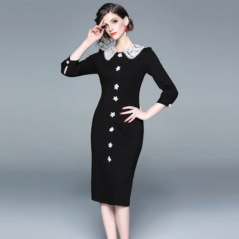 JSXDHK Runway Women OL Vestidos 2021 Spring Single Breasted Lace Patchwork Black Pencil Dress Retro Bodycon Pencil Party Dress
JSXDHK Runway Women OL Vestidos 2021 Spring Single Breasted Lace Patchwork Black Pencil Dress Retro Bodycon Pencil Party Dress