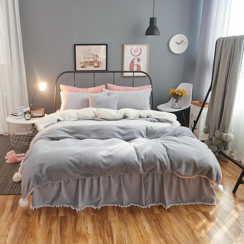 2017 New Korean warm bed linen gray Fleece fabric bedding set/bedspread queen king size duvet cover sheet set 4pcs
2017 New Korean warm bed linen gray Fleece fabric bedding set/bedspread queen king size duvet cover sheet set 4pcs