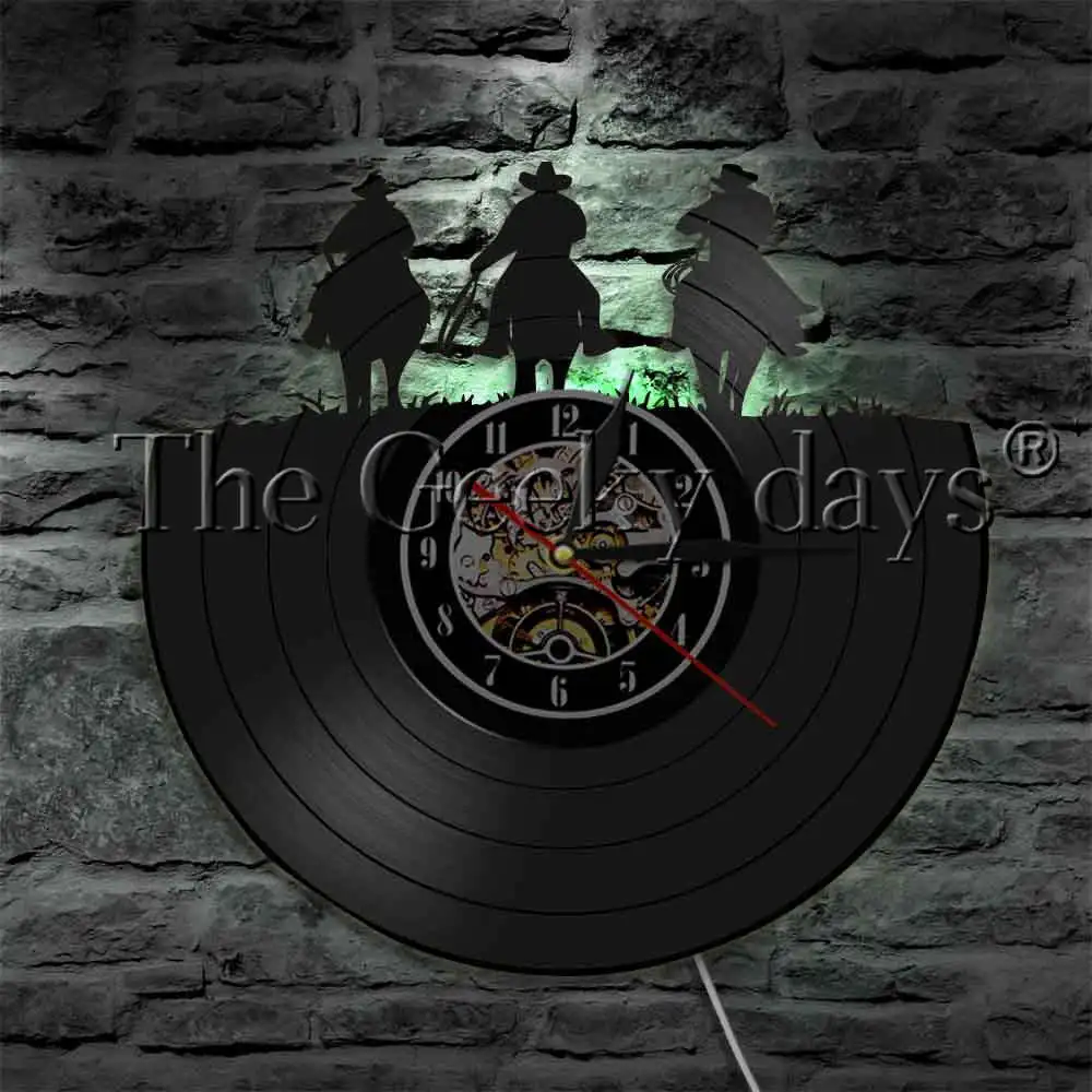 Wild West Cowboys On Horses Guns Circle Vinyl Record Wall Clock Art Home Decor LED Backlight Modern Decorative Lighting
Wild West Cowboys On Horses Guns Circle Vinyl Record Wall Clock Art Home Decor LED Backlight Modern Decorative Lighting