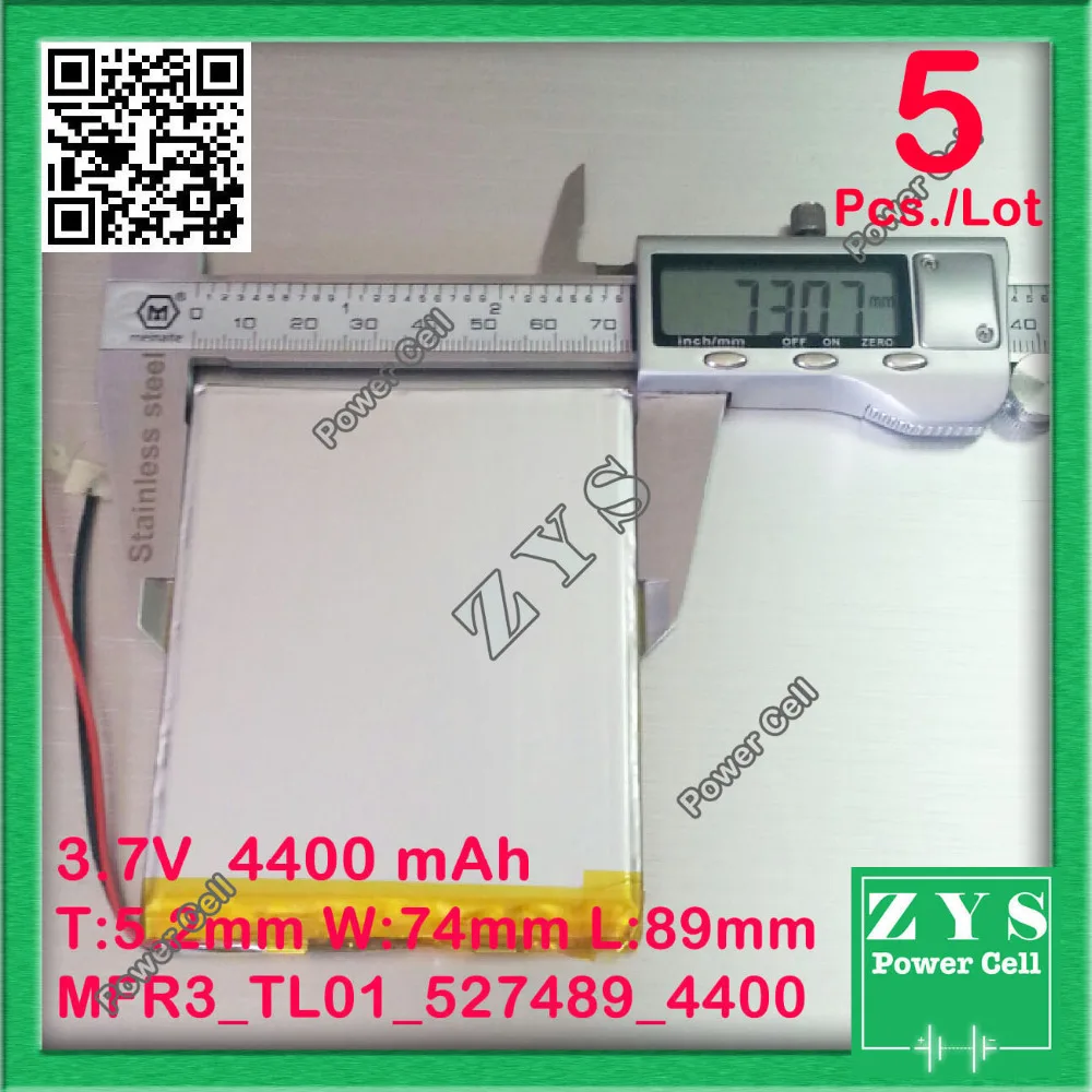 5 pcs./Lot li-ion battery 3.7v 4400mAh 3.7 v 4400 mah size: 5.2x74x89mm 527489 507590 057590 | Компьютеры и офис