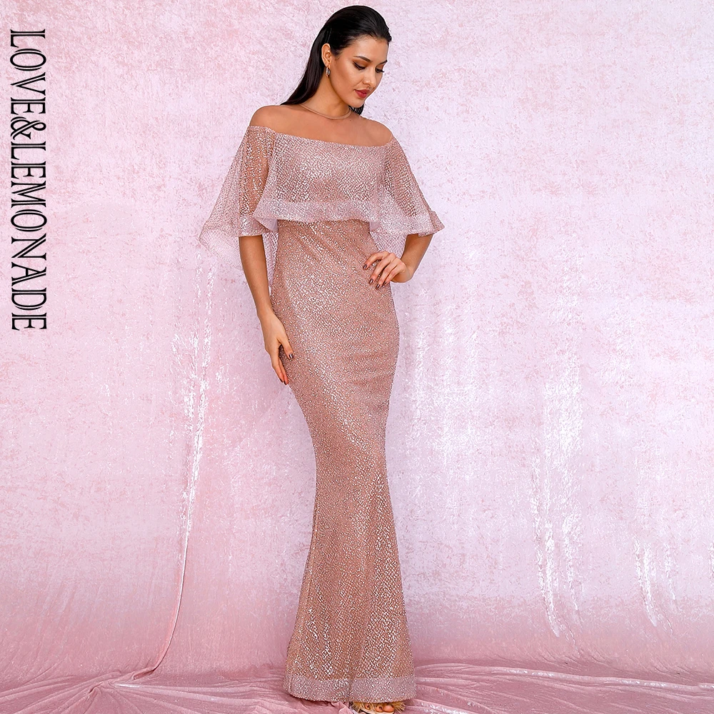 LOVE&LEMONADE Sexy Rose Gold Cloak Style Glitter Glued Material Bodycon Party Maxi Dress LM81883
LOVE&LEMONADE Sexy Rose Gold Cloak Style Glitter Glued Material Bodycon Party Maxi Dress LM81883