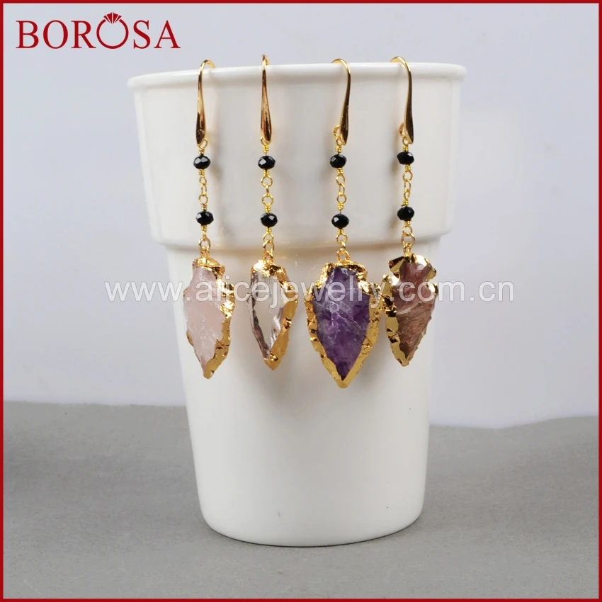 BOROSA модные золотые цветные грубые титановые натуральные камни и кварцевые наконечники, очаровательные серьги с черной бусиной для женщин ...
BOROSA модные золотые цветные грубые титановые натуральные камни и кварцевые наконечники, очаровательные серьги с черной бусиной для женщин ...