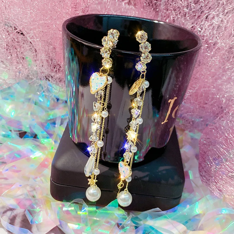 DREJEW Asymmetry Gold Heart Star Pearl Statement Dangle Earrings Long Tassel 2019 925 Drop Earrings Sets for Women Jewelry E8011
DREJEW Asymmetry Gold Heart Star Pearl Statement Dangle Earrings Long Tassel 2019 925 Drop Earrings Sets for Women Jewelry E8011