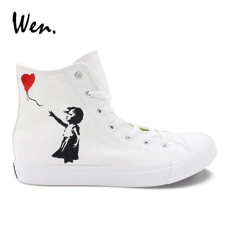 Wen Original Design A Little Girl Heart-shaped Balloon Hand Painted Unisex Shoes High Top Canvas White Sneakers Skateboarding
Wen Original Design A Little Girl Heart-shaped Balloon Hand Painted Unisex Shoes High Top Canvas White Sneakers Skateboarding