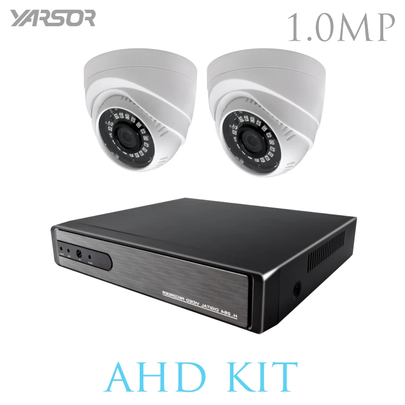 AKT1002TQ AHD камера видеорегистратор Наборы 2CH 1MP 720 P Купол видеонаблюдения Комплекты