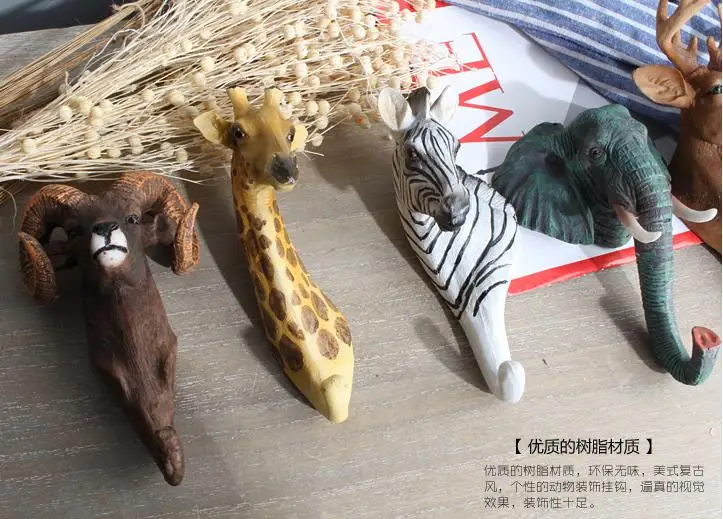 Креативные 3D настенные вешалки декоративные крючки для дверей животных пальто