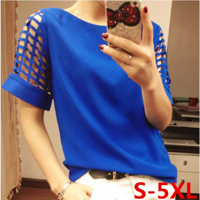 Summer Fashion Women Blouses & Shirts Hollow Out Sleeve Slash Neck Chiffon Blouse Plus Size
Summer Fashion Women Blouses & Shirts Hollow Out Sleeve Slash Neck Chiffon Blouse Plus Size