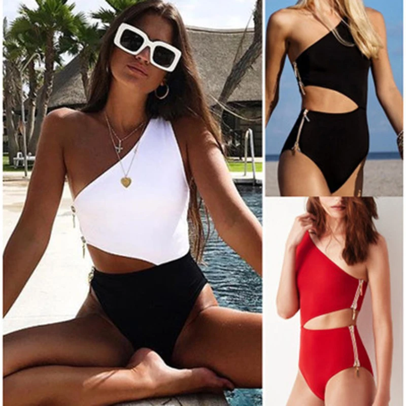 2019 Sxey One shoulder One Piece Swimsuit High Waist Bathing Suit Women Beach zipper Swimwear Bodysuit Black Swimming Monokinis
2019 Sxey One shoulder One Piece Swimsuit High Waist Bathing Suit Women Beach zipper Swimwear Bodysuit Black Swimming Monokinis
