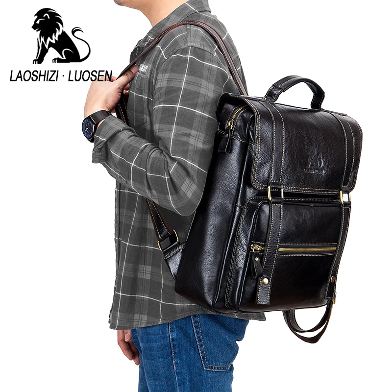 LAOSHIZI LUOSEN Colleage Style Vintage Genuime Leather Men's Backpack Large capacity Travel Bag 91404
LAOSHIZI LUOSEN Colleage Style Vintage Genuime Leather Men's Backpack Large capacity Travel Bag 91404