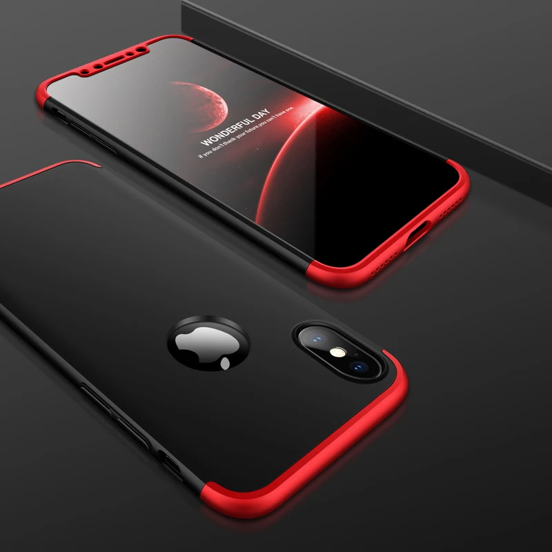 GKK Роскошный чехол для Apple iPhone X ударопрочный 360 полная защита три в одном дизайне