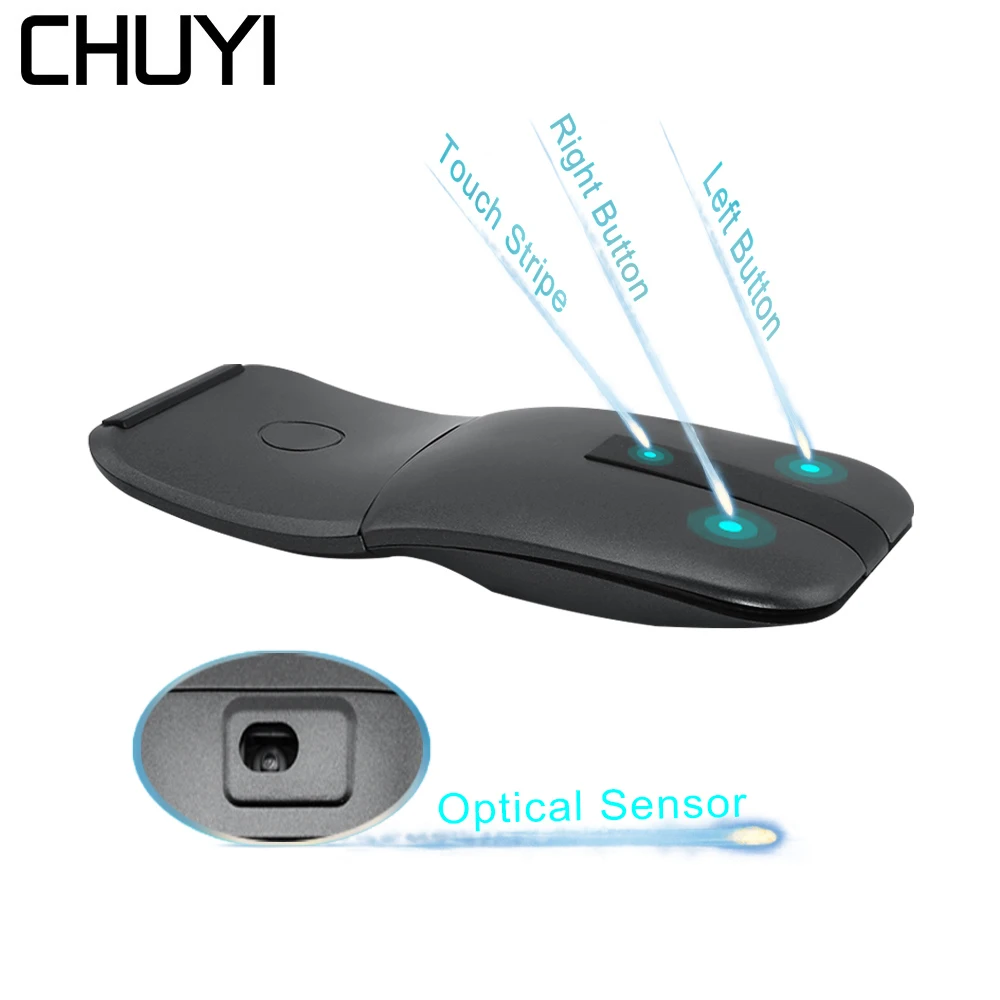 CHUYI 2.4G Wireless Mouse 360 Degree Rotatable Foldable Optical Ergonomic Ultra-Thin Arc Touch Mice For Laptop Computer
CHUYI 2.4G Wireless Mouse 360 Degree Rotatable Foldable Optical Ergonomic Ultra-Thin Arc Touch Mice For Laptop Computer