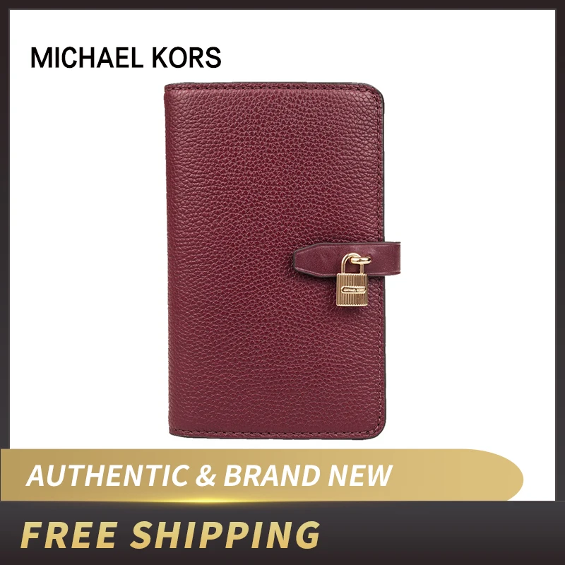 Тонкий кожаный бумажник MICHAEL KORS ADELE MERLOT с двойной складкой 35H8GAFF2L|Женские кошельки|