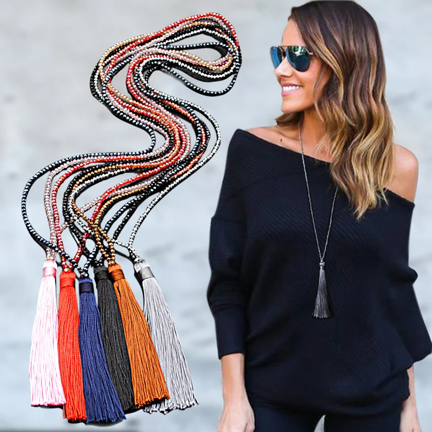 New Fashion Boho Long Fringe Tassel Necklaces Women Collier Glass Beads Crystal Statement Collar Bohemian Jewelry Gifts
New Fashion Boho Long Fringe Tassel Necklaces Women Collier Glass Beads Crystal Statement Collar Bohemian Jewelry Gifts