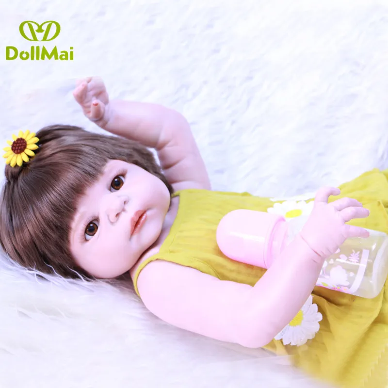 

Victoria girl reborn dolls 23" full silicone reborn baby dolls like real hair rooted bebes reborn corpo de silicone inteiro