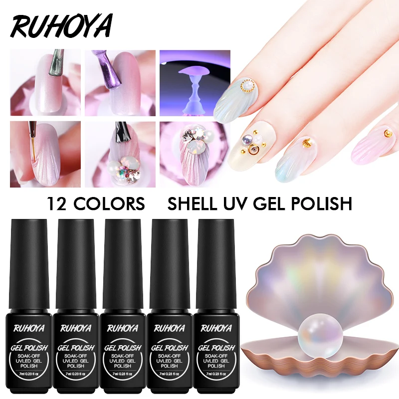 Ruhoya Новое поступление Великолепная оболочка гель лак для ногтей Полупостоянный