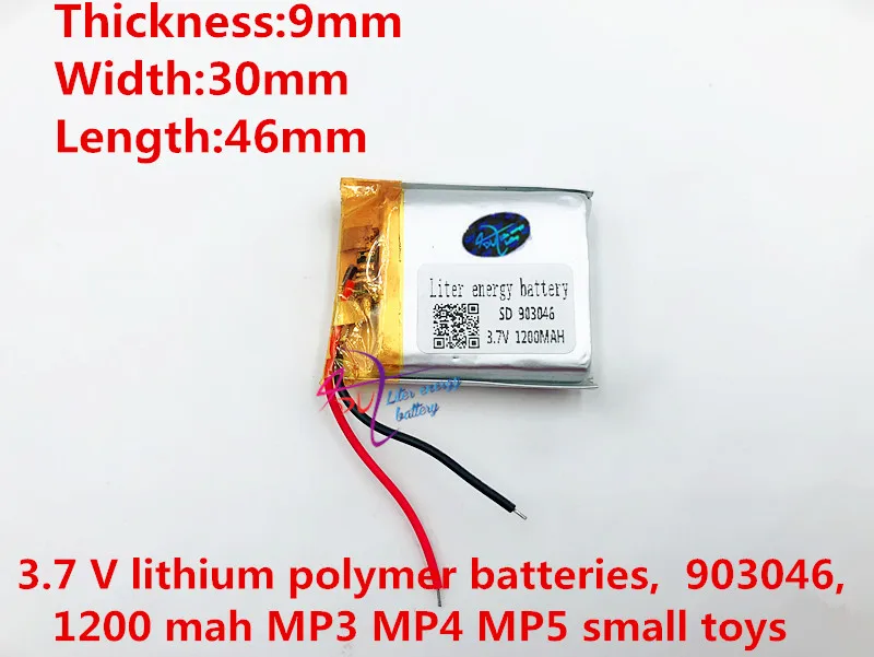 3.7V lithium polymer battery 903046 MP4 electronic products Bluetooth stereo 1200MAH
3.7V lithium polymer battery 903046 MP4 electronic products Bluetooth stereo 1200MAH