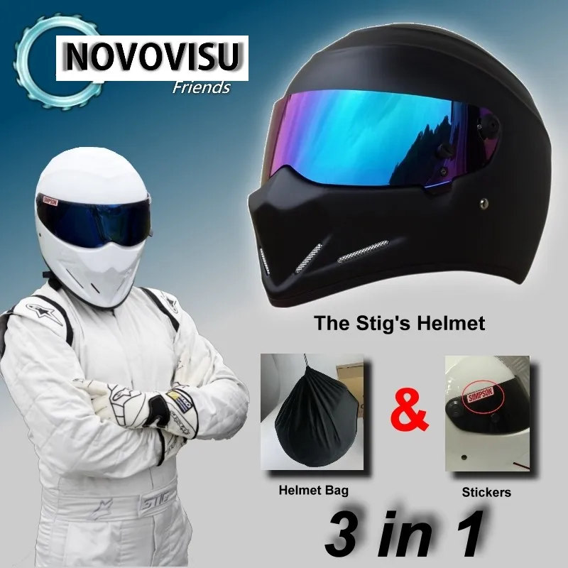 Colorful Visor The STIG Matte Black Helmet / Bag+ SIMPSON Sticker For Gifts / For NOVOVISU Friends Racing Capacete Casco De
Colorful Visor The STIG Matte Black Helmet / Bag+ SIMPSON Sticker For Gifts / For NOVOVISU Friends Racing Capacete Casco De