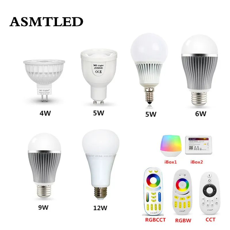 AC86~265V LED Bulb Light Mi Light 4W 5W 6W 12W RGB+CCT RGBW LED Bulb Intelligent lighting Home Furnishing With Smartphone Remote
AC86~265V LED Bulb Light Mi Light 4W 5W 6W 12W RGB+CCT RGBW LED Bulb Intelligent lighting Home Furnishing With Smartphone Remote
