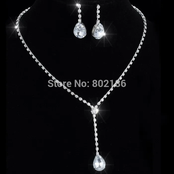 

Factory Price Wedding Bridal Bridesmaid Jewelry Sets 14F2AF048 Celebrity Inspired Crystal Tennis Long Necklace Set Earrings