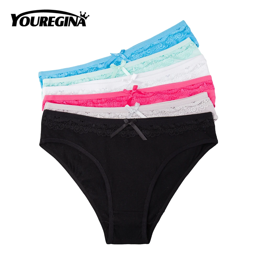 YOUREGINA Sexy Cotton Briefs Underwear Women Panties Female Lace Bowknot Comfortable Solid Soft Lingerie Intimates 6pcs/lot
YOUREGINA Sexy Cotton Briefs Underwear Women Panties Female Lace Bowknot Comfortable Solid Soft Lingerie Intimates 6pcs/lot