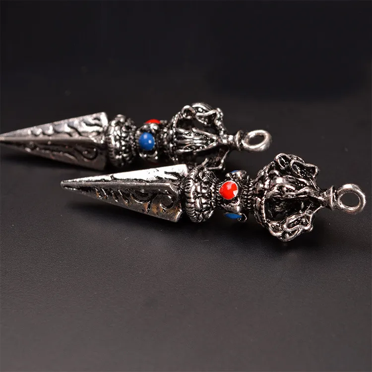 SEA MEW 5 шт. Тибетский серебристый цвет капель глазури krissword Vajry Pestle Nepal Подвеска Шарм