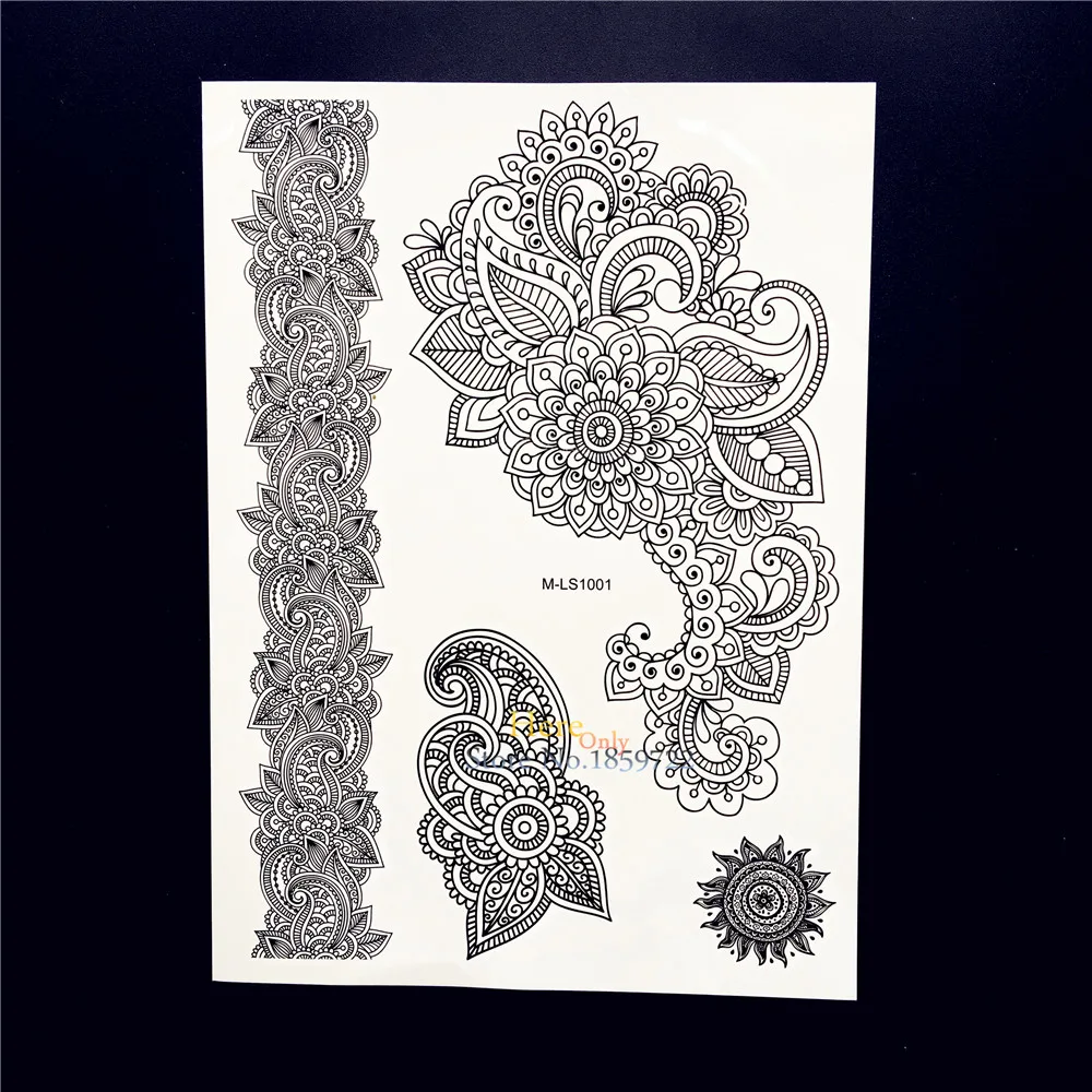 25 Styles Hot Black Henna Temporary Tattoo Fake Mandala Mehndi Paisley Flower Tatoo Women Body Arm Art Waterproof Tattoo Sticker
25 Styles Hot Black Henna Temporary Tattoo Fake Mandala Mehndi Paisley Flower Tatoo Women Body Arm Art Waterproof Tattoo Sticker