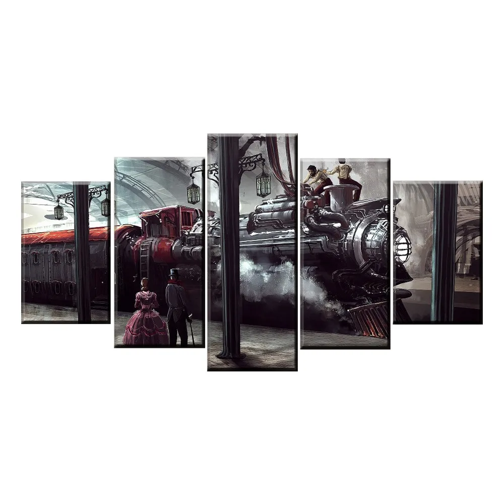 5 Piece Steampunk Train Poster Canvas Print Train Station Locomotive And People Painting Modern Home Decor Artwork Framework
5 Piece Steampunk Train Poster Canvas Print Train Station Locomotive And People Painting Modern Home Decor Artwork Framework