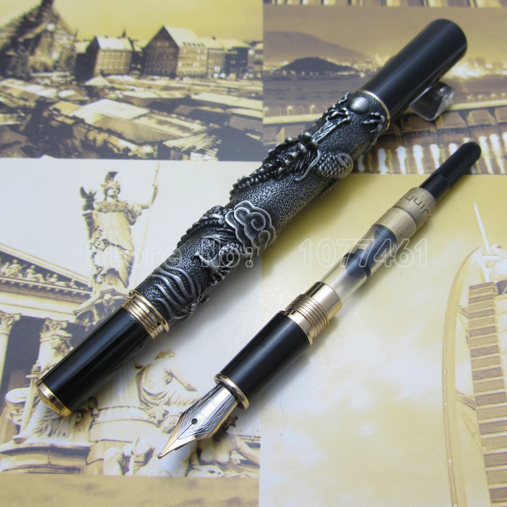 Передовая перьевая ручка Jinhao, китайская Античная ручка с драконом, Подарочная коробка, серебро, белое золото, медь, бронза, опционально, J1C37
Передовая перьевая ручка Jinhao, китайская Античная ручка с драконом, Подарочная коробка, серебро, белое золото, медь, бронза, опционально, J1C37