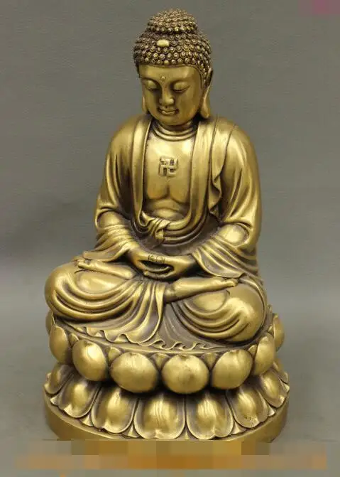 Free shipping S03268 11" Folk Chinese Bronze Buddha Lotus Seat Shakyamuni Sakyamuni Amitabha Statue
Free shipping S03268 11" Folk Chinese Bronze Buddha Lotus Seat Shakyamuni Sakyamuni Amitabha Statue