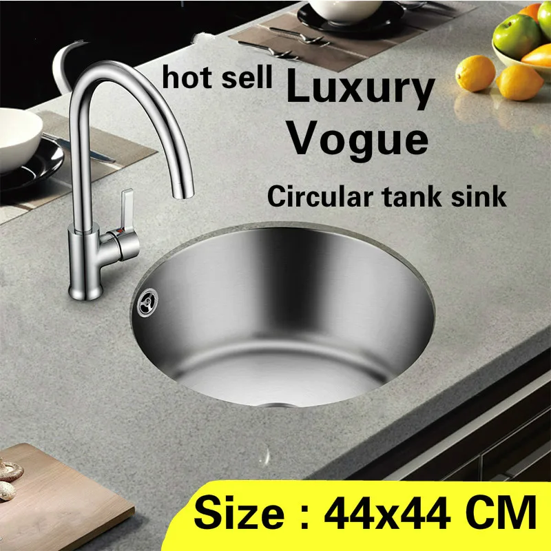 

Free shipping Standard individuality balcony circular tank sink food grade 304 stainless steel single slot hot sell 44x44 CM