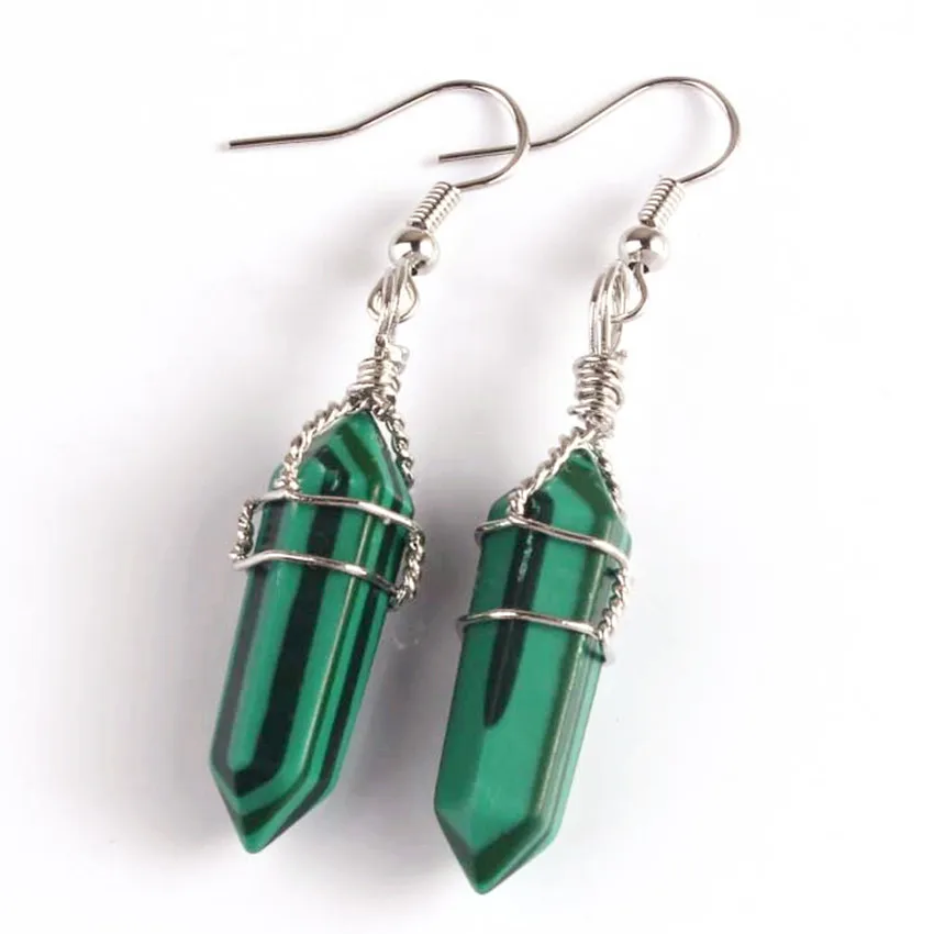 100-Unique 1 Pair Malachite Stone Silver Plated Wire Wrap Hexagonal Column Dangle Earrings Elegant Women Jewelry
100-Unique 1 Pair Malachite Stone Silver Plated Wire Wrap Hexagonal Column Dangle Earrings Elegant Women Jewelry
