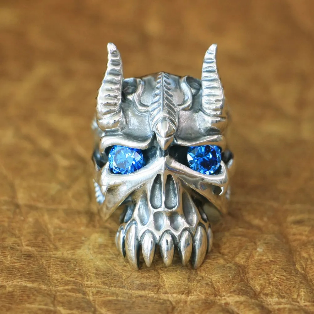 Bison Horn Devil Demon CZ Eyes Skull 925 Sterling Silver Mens Biker Ring TA127 US Size 7~15
Bison Horn Devil Demon CZ Eyes Skull 925 Sterling Silver Mens Biker Ring TA127 US Size 7~15
